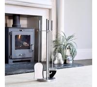 "Riverdale" Tall Pewter Fireplace Accessories Companion Set - Fireside Tools with Poker, Brush - Elegant and Functional Fireside Companion Set for Fire Log Burner