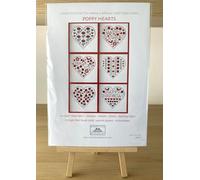 Riverdrift House Cross Stitch Card KIT Poppy Medium Hearts to Stitch and Make 6 Greetings Cards