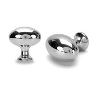 Riverockod 2 Pack Oval Polished Chrome Cabinet Knobs Matte Black Dresser Knobs 1.35Inch(35MM) Antique Brass Furniture knobs for Bathroom Kitchen Cabinets Bedroom Cabinet Pull. (Polished Chrome)