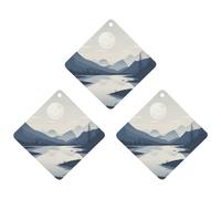Rivers And Mountains Car Air Freshener Hanging Incense Chips 3 Pack Automotive Scented Hanging Sheets Rhombus for Car Home Auto Interior Decor