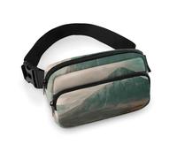 Rivers And Mountains Fanny Pack Waterproof External Pocket Portable Waist Pack Outdoor Adjustable Strap Lightweight Waist Bag for Workout Traveling Casual Running Hiking Cycling