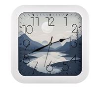 Rivers and Mountains Wall Clock, 10.2 Inch Square Modern Wall Clock - Battery Operated, Silent Non-Ticking Clocks for Living Room, Bedroom, Office Decor