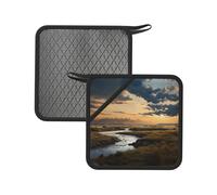 Rivers and Plains 2PCS Square Silicone Anti-scalding mat - 7.1-inch Multi-Functional Insulation mat, Suitable for Cooking, Barbecue, Tea, etc.