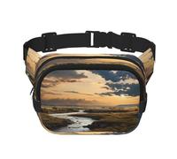 Rivers and plains Fitness travel shoulder bag, fashionable and casual waist bag, square double-layer waist bag, Black, One Size, Black, One Size