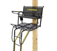 Rivers Edge® Lockdown™ 2-Man, 17' Height, Flip-Up TearTuff™ Mesh Bench Seat, The Ultimate Shooting Rail, Patent-Pending Ground-Level Ratcheting Technology™, LD208