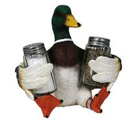 Rivers Edge Products Salt and Pepper Shakers Set, Unique Poly Resin and Glass Spice Dispenser, Novelty Kitchen Counter Decor, Mallard Duck