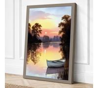 Riverside at Dawn Coastal Canvas Wall Art Print 18x12 Inch (46 x 30 cm)