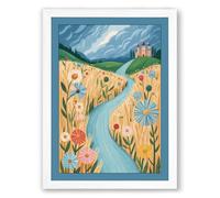 Riverside Castle Dreams Romantic Framed Wall Art Print A2 (59.4×42cm) White, Wall Decor for Living Room, Bedroom, Office & Home, Ready to Hang, Art Gift
