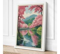 Riverside Cherry Blossom Canvas Wall Art Print 18x12 Inch (46 x 30 cm)