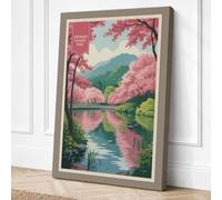 Riverside Cherry Blossom Canvas Wall Art Print 18x12 Inch (46 x 30 cm)