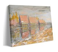 Riverside Cottages Art Print - 'Dachas On The River Bank' by Konstantin Alexeevich Korovin, Impressionist Wall Art for Living Room Print Photo Art Painting Canvas Home Decorative Bedroom Modern Decors