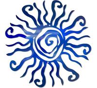 Riverside Designs Wacky Sun Metal Wall Art Indoor/Outdoor Decor - 12" Blue, Rust Proof Wall Sculpture - Made in USA - Ideal for Bedroom, Garden, Home, Patio and Farmhouse