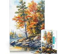 Riverside Fall Trees Hard Jigsaw Puzzle for Adults 1000 Pieces Pure Logic Toy Home Activity Clean Cut Lovely Gift (50x75cm)