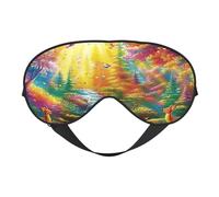 Riverside Flowers and Birds Print Sleep Mask with Adjustable Strap, Comfortable Eye Cover for Travel, Yoga, Napping, Sleeping & Relaxation