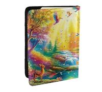 Riverside Flowers and Birds Printed Passport Holder,Travel Pu Leather Passport Cover Case Organiser for Men Women,6.5 Inch