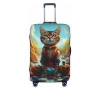 Riverside Meditating Cat Travel Luggage Covers - Elasticity Suitcase Covers Protector for Luggage 18-32 Inch