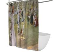 Riverside Scenery Fabric Shower Curtain Breakfast in the Open Famous Painting Print Bathtub Curtains for Bathroom Waterproof Decorative 200 x 200 cm