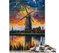 Riverside Windmill 1000 Piece Jigsaw Puzzles for Adults | | Family Fun Jigsaws Puzzles for Adults Gifts Intellectual Games 1000pcs (38x26cm)