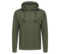 riverso Julian Men's Hooded Pullover/Hoodie/Sweatshirt with Hood and Kangaroo Pocket, Cross-Over Collar, Regular, Cotton, Green - Large