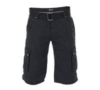 riverso Men's Cargo Shorts RIVAnton Belt Bermuda Shorts 100% Cotton Blue Grey Olive Black Beige Checked w30 - w46 - Black - 34W