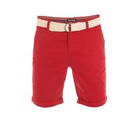 riverso Men's Chino Shorts RIVHenry Belted Bermuda Shorts 98% Cotton Light Blue Dark Blue Navy Red Green Orange Beige Grey w30 - w42, Size: W 34, Colour: Middle Red