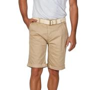 riverso Men's Chino Shorts RIVHenry Belted Bermuda Shorts 98% Cotton Light Blue Dark Blue Navy Red Green Orange Beige Grey w30 - w42, Size: W 40, Colour: Sahara Sand Beige