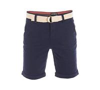 riverso Men's Chino Shorts RIVHenry Belted Bermuda Shorts 98% Cotton Light Blue Dark Blue Navy Red Green Orange Beige Grey w30 - w42, Size: W 36, Colour: Dark Navy (19400)