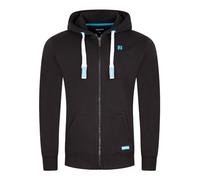 riverso Noah Men's Hooded Jacket, Sweat Jacket, Sweatshirt, Hoodie, with Zip, Basic, Plain, Cotton, Grey, Brown, Green, Red, Blue, Black, S, M, L, XL, 2XL, 3XL, 4XL, 5XL - Black - Large