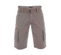 riverso RIVAnton Men's Cargo Shorts Belt Bermuda Shorts 100% Cotton Blue Grey Olive Black Beige Checked W30 - W46 - Brown - 32W