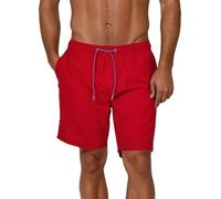 riverso RIVDavid Men's Long Swimming Shorts Regular Fit Swimming Trunks Elastic Waist Black Blue Red Green Orange S M L XL XXL 3XL 4XL 5XL, Middle Red (15300), XL