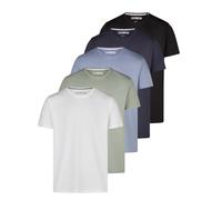 riverso RivDean Men's Regular Fit T-Shirt, Set of 5, Crew Neck, Short Sleeve, Summer T-Shirt, Basic, Black, White, Beige, Green, Grey, Blue, S, M, L, XL, XXL, 3XL, 4XL, 5XL, Pack 4, XXL