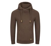 riverso RIVJulian Men's Hoodie Regular Fit Hoodie Pullover Pockets Streetwear Cross-Over Collar Basic Hooded Sweatshirt Sportswear Grey Green Red Blue Beige Black S M L XL 2XL 3XL 4XL 5XL, Dark Brown