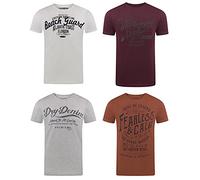riverso RIVLeon Men's T-Shirt Crew Neck Pack of 4 O-Neck Short Sleeve Print Tee Shirt 100% Cotton Regular Fit Green Blue White Grey Red Orange S M L XL 2XL 3XL 4XL 5XL, Colour mix 26, XXXX-Large