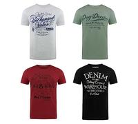riverso RIVLeon Men's T-Shirt Crew Neck Short Sleeve Print Tee Shirt 100% Cotton Regular Fit Green Blue White Grey Red Orange S M L XL 2XL 3XL 4XL 5XL, Colour mix 31, XL