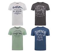 riverso RIVLeon Men's T-Shirt Crew Neck Short Sleeve Print Tee Shirt 100% Cotton Regular Fit Green Blue White Grey Red Orange S M L XL 2XL 3XL 4XL 5XL, Colour mix 34, XXXX-Large