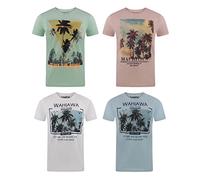 riverso RIVLukas Men's T-Shirt Set Cotton Regular Fit Pack of 4 Crew Neck Short Sleeve Summer Tee Shirt Print Blue Green White Grey Yellow Turquoise S M L XL XXL 3XL 4XL 5XL, Colour mix 12, 4XL