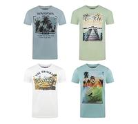 riverso RivLukas Men's T-Shirt with Round Neck Photo Print Regular Cotton Animal Print S - 5XL Pack of 4 - Multicolour - XXXXX-Large