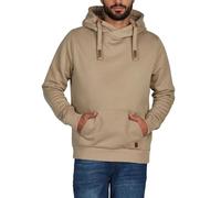 Riverso RIVniklas Men's Hooded Sweatshirt with Kangaroo Pocket, Regular Cross Collar, Plain, Cotton, Grey, Brown, Green, Red, Blue, Black, S, M, L, XL, 2XL, 3XL, 4XL, 5XL, Beige Cobblestone, S