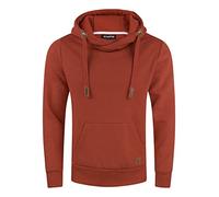 riverso RIVNiklas Men's Regular Fit Hoodie Pullover Cross-Over Collar Grey Brown Green Red Blue Black Beige S M L XL XXL 3XL 4XL 5XL, Rusty Ochre Red (15400), XXL