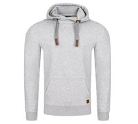 riverso RIVNiklas Men's Regular Fit Hoodie Pullover Cross-Over Collar Grey Brown Green Red Blue Black Beige S M L XL XXL 3XL 4XL 5XL, Grey Melange Standard 1 (Bjd), S