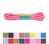 RiverValley Round Boot Laces [2 Pairs] - Heavy-Duty Durable Laces for Boots, Work Boots and Hiking Shoes, Pink With White Spots, 47inch（120cm）