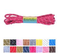 RiverValley Round Boot Laces [2 Pairs] - Heavy-Duty Durable Laces for Boots, Work Boots and Hiking Shoes, Fuchsia With White Spots, 47inch（120cm）