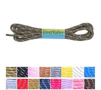 RiverValley Round Shoelaces for Boots & Outdoor Shoes - 2 Pairs Durable Replacement, Olive Drab With White Spots, 63inch（160cm）