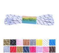 RiverValley Round Shoelaces for Boots & Outdoor Shoes - 2 Pairs Durable Replacement, White With Black Spots, 55inch（140cm）