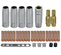 RIVERWELD MIG MAG Contact Tips 0.9mm M6 140.0177 Tips Holder Diffuser 002.0078 Shroud Conical Gas Nozzle 145.0075 Plate 191.0001 kit for MB15 15AK Welding Torch 33pcs