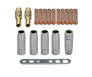 RIVERWELD MIG MAG Contact Tips 0.6mm M6 140.0008 & Tips Holder Diffuser 002.0078 Shroud Conical Gas Nozzle 145.0075 Torch Neck 002.0009 for MB15 15AK Welding Torch 18pcs