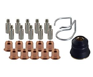 RIVERWELD Plasma Electrode PR0105 Plasma Tips 40A PD0102-10 Stand Off Guide CV0010 Outside Nozzle Retaining Cap PC0116 Assort kit for S45 Plasma Cutter Torch 22pcs