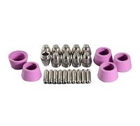 RIVERWELD SG-55 AG-60 WSD-60 Plasma Electrode with Hafnium Wire Plasma Tip Nozzle 1.0mm 50Amp Alumina Nozzle Ceramic Cups kit Fit CUT-60 LGK-60 Plasma Cutter 25pcs