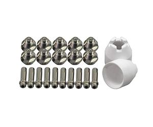 RIVERWELD Thermal Dynamics Plasma Electrodes-HF 9-5633 Plasma Nozzle Tips 60A 9-5631 Shroud Alumina Nozzle Ceramic Cups 8-5526 for PCH M -51 Plasma Cutter Torch 22pcs