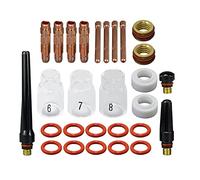 RIVERWELD TIG Collet Bodies 10N Series 1.0 1.6 2.4 3.2mm Quartz Nozzle Clear Glass Cups 54N16 6# 9.5mm, 54N15 7# 11.0mm, 54N14 8# 12.5mm Adapter 54NQA Kit WP SR 17 18 26 TIG Welding Torch 28pcs